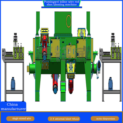 130mm Max Diameter PMW-DX3-22/38 Online Continuous Wire Rod Shot Blasting Machine