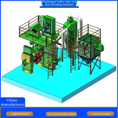 Electric Fuel Online Continuous Single Strand Wire Rod Shot Blasting for Bars Descaling