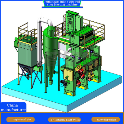 Automatic Green Pitless Inline Wire Rod Shot Blasting Machine with Customized Design