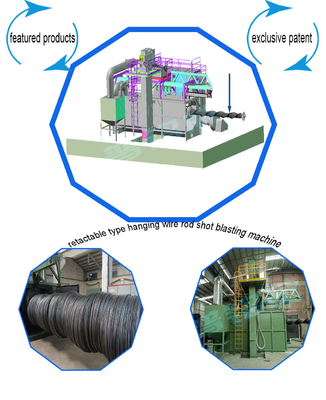 Thin Wire Six Ramming Head Colorful Blue and Green Color Wire Rod Shot Blasting Machine