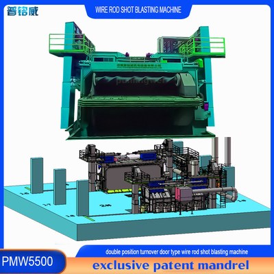 5500 mm Mandrill Pumingwei Wire Rod Coil Shot Blasting Machine and Automatic Function