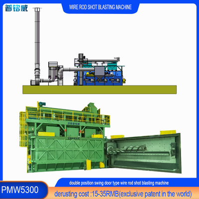 Two Colors Wire Rod Coil Shot Blasting Machine for Wire Surface Derusting at Pumingwei