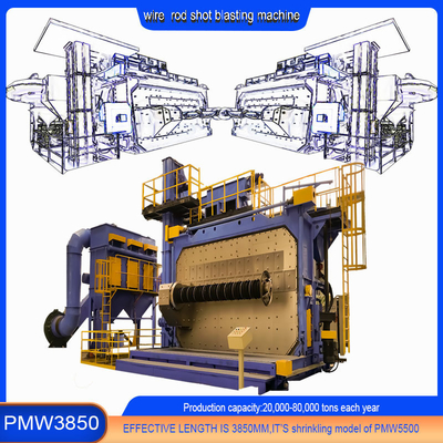 Rust Proof Frequency Control Wire Rod Coil Shot Blasting Machine PMW3850 10-20 R/Min