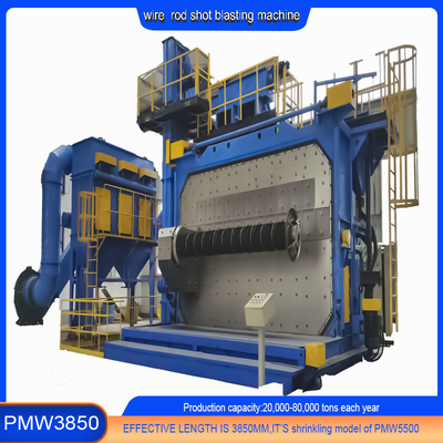 Rust Proof Frequency Control Wire Rod Coil Shot Blasting Machine PMW3850 10-20 R/Min