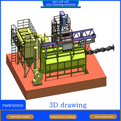 Production Efficiency 2-4coils Per Hour Hanging Wire Rod Coil Shot Blasting Machine