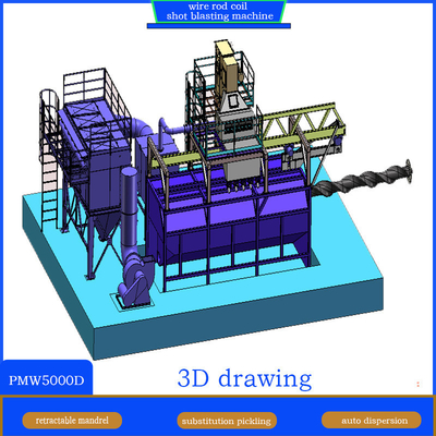Retractable Mandrel Hanging Wire Rod Coil Shot Blasting Machine for Mobile Mandrel