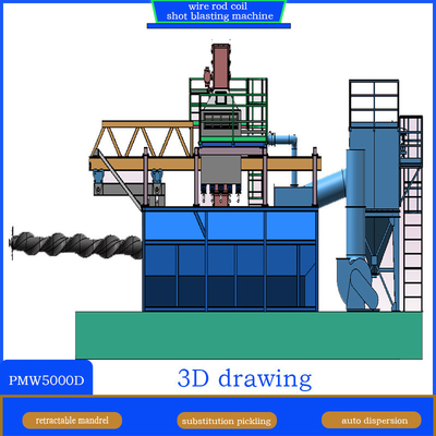 Retractable Mandrel Hanging Wire Rod Coil Shot Blasting Machine for Mobile Mandrel