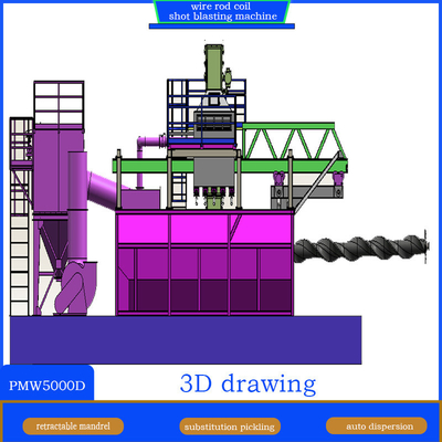 Wire Rod Shot Blasting Machine 2-4 Coils Per Hour Production with Retractable Design
