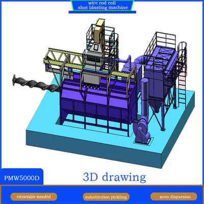 Wire Rod Shot Blasting Machine 2-4 Coils Per Hour Production with Retractable Design