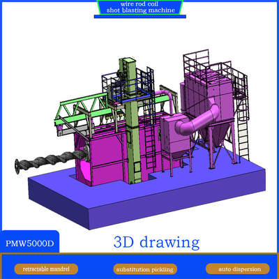 Wire Rod Shot Blasting Machine 2-4 Coils Per Hour Production with Retractable Design