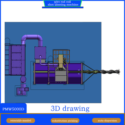 PMW5000D Wire Rod Coil Shot Blasting Machine with Dust Collector System 2-4 Coils Per Hour
