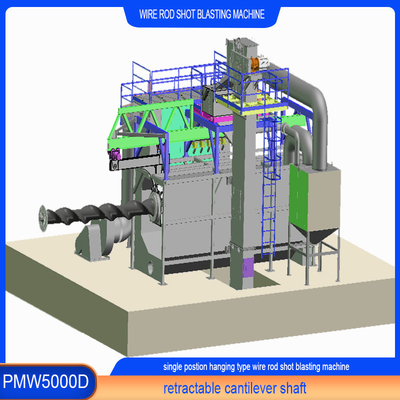 PMW5000D Wire Rod Coil Shot Blasting Machine with Single Position PLC Screw Mandrel
