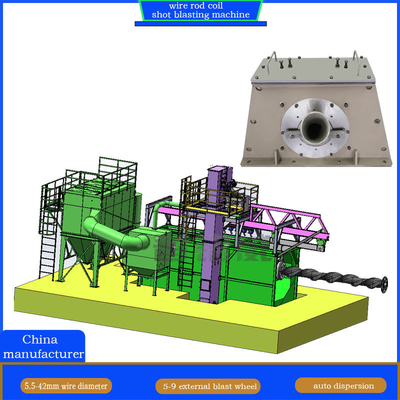 High Cleanliness Retractable Wire Rod Coils Shot Blasting Machine for Customized Needs