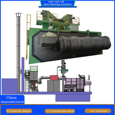 3-6 Coils Per Hour Production Efficiency Descaling Shot Blasting Machine for Wire Rod