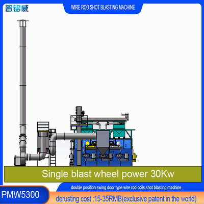 Wire Rod Coil Shot Blasting Machine Dual Swing Door Structure 30kw/Set Impeller Head Power