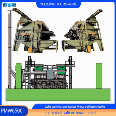 Steel PMW5500 Swing Door Wire Rod Coil Shot Blasting Machine with Customized Features