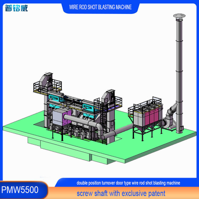 30kw/Set Impeller Head Power Pmw 5500 Wire Rod Shot Blasting Machine 8 Blast Wheels