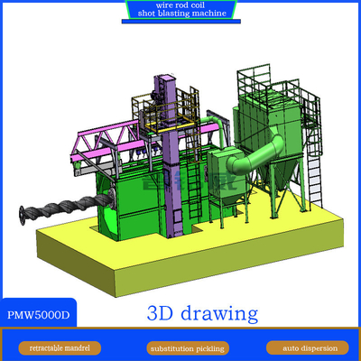 Single Position Hanging Wire Rod Coil Shot Blasting Machine with Customization Option