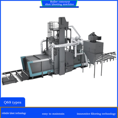 800mm Pitch Roller Conveyor Shot Blasting Machine with 4*11kw Impeller Head Power and One