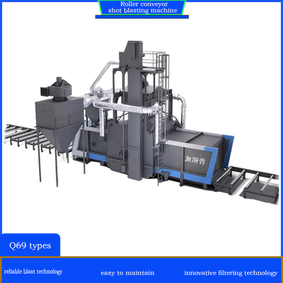 800mm Pitch Roller Conveyor Shot Blasting Machine with 4*11kw Impeller Head Power and One