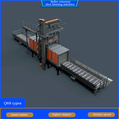 High Cleanliness Roller Conveyor Shot Blasting Machine Fast Pass-Through Times 6 M/Min