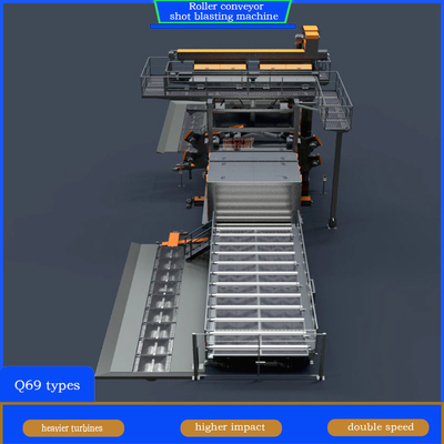 Conveyor Transporting Roller Through Shot Blasting Machine for Industrial Applications