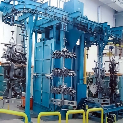 Residue Free Custom Overhead Rail Conveyor Shot Blasting Machine with Multiple Hooks