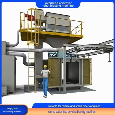 Overhead Monorail Multiple Hooks Conveyor Shot Blasting Machine for Various Structures