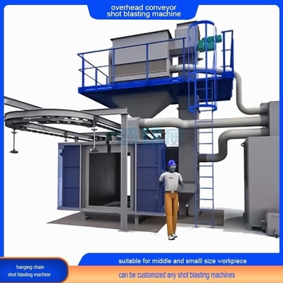 Overhead Monorail Multiple Hooks Conveyor Shot Blasting Machine for Various Structures