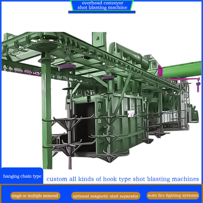 Multiple Hooks Hanger Overhead Monorail Shot Blasting Machine for Welded Structures