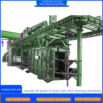 Multiple Hooks Hanger Overhead Monorail Shot Blasting Machine for Welded Structures