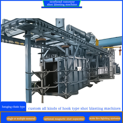 Multiple Hooks Hanger Overhead Monorail Shot Blasting Machine for Welded Structures