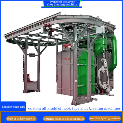 Multiple Hooks Hanger Overhead Monorail Shot Blasting Machine for Welded Structures