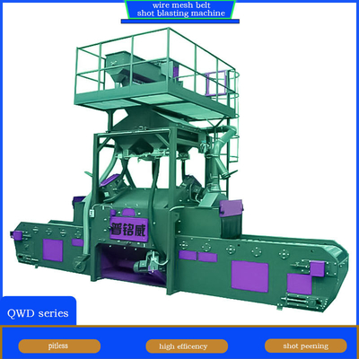 Wire Mesh Belt Conveyor Shot Blasting Machine for Old Paint Automatic in Yellow and Blue