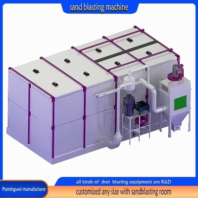 Custom Large Sandblasting Booth Cleaning Machine PMW Series Made in by Pumingwei
