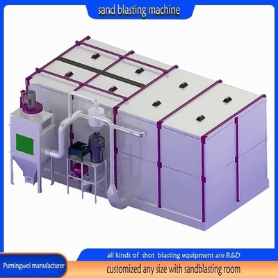 Customization High Speed Cleaning Equipment Sandblasting Booth with Multiple Parts