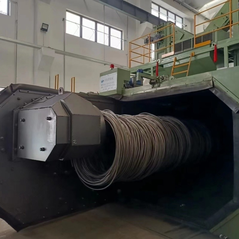 Electric Single Station Blue Full Coil Wire Shot Blasting Machine for and Energy Saving