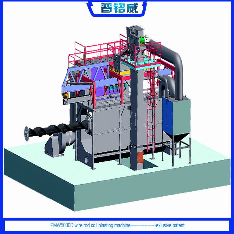 Thin Wire Six Ramming Head Colorful Blue and Green Color Wire Rod Shot Blasting Machine