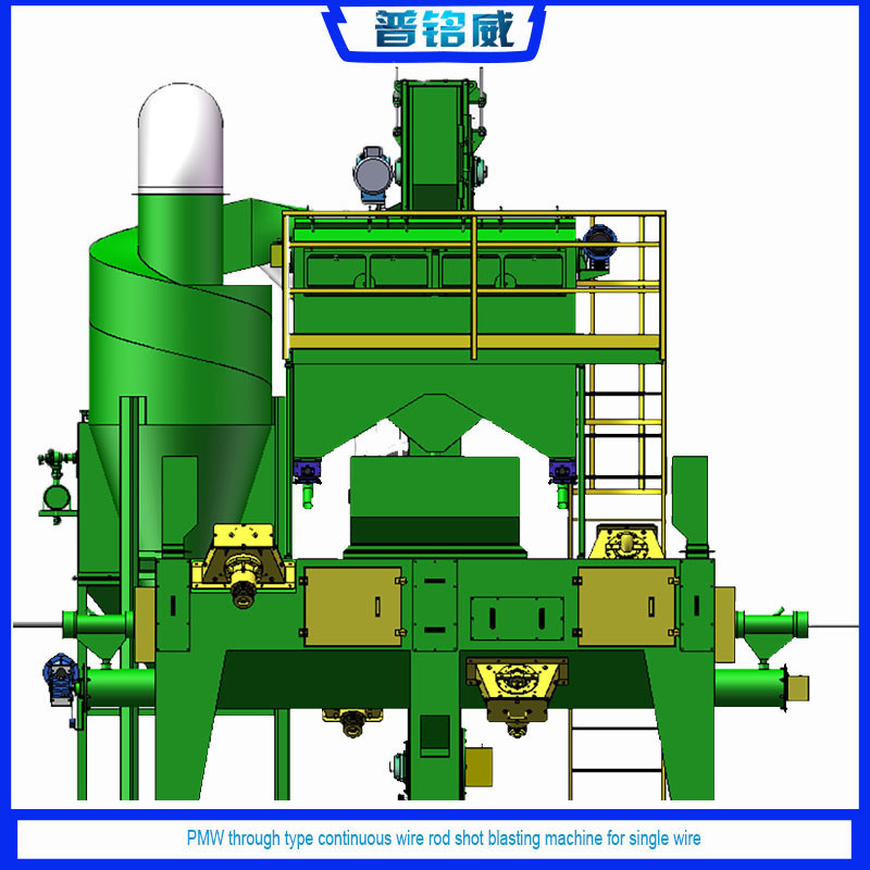 Continuous Wire Rod Shot Blasting Machine 3-4 Impeller Heads for Customized Blasting