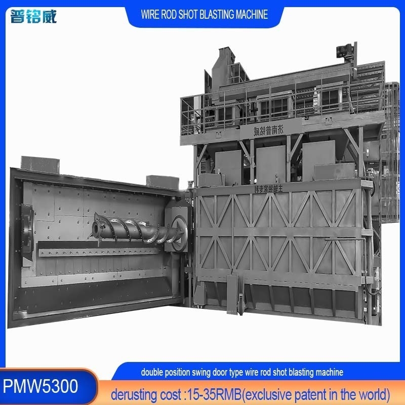 Customizable Wire Rod Coil Shot Blasting Machine from with Two Mandrel Loading Doors