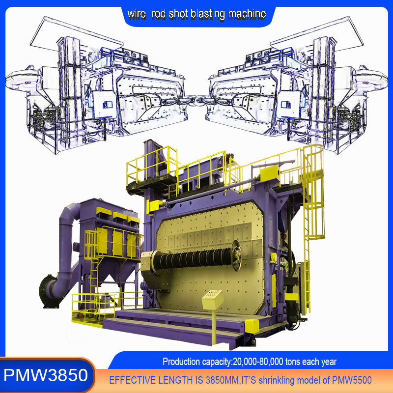 Double Position Operation Screw Mandrel Wire Rod Coil Shot Blasting Machine for Coils
