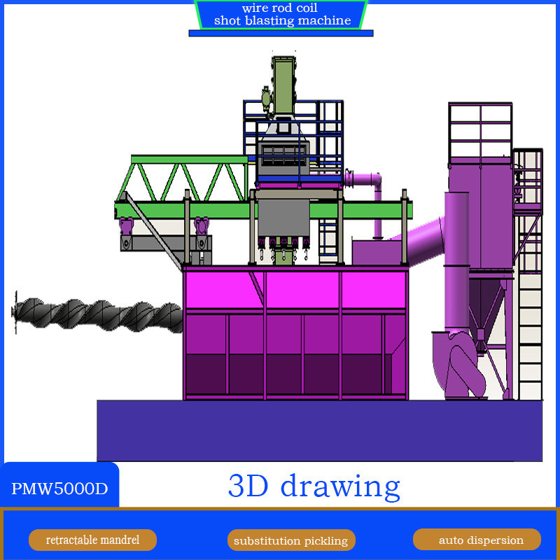Pumingwei Screw Mandrel Electric Wire Rod Shot Blasting Machine for Superior Cleaning