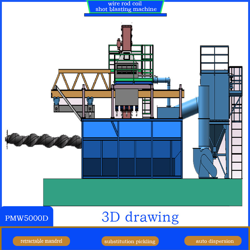 Electric Retractable Wire Rod Coil Shot Blasting Machine for Derusting Cost 20-40RMB/T