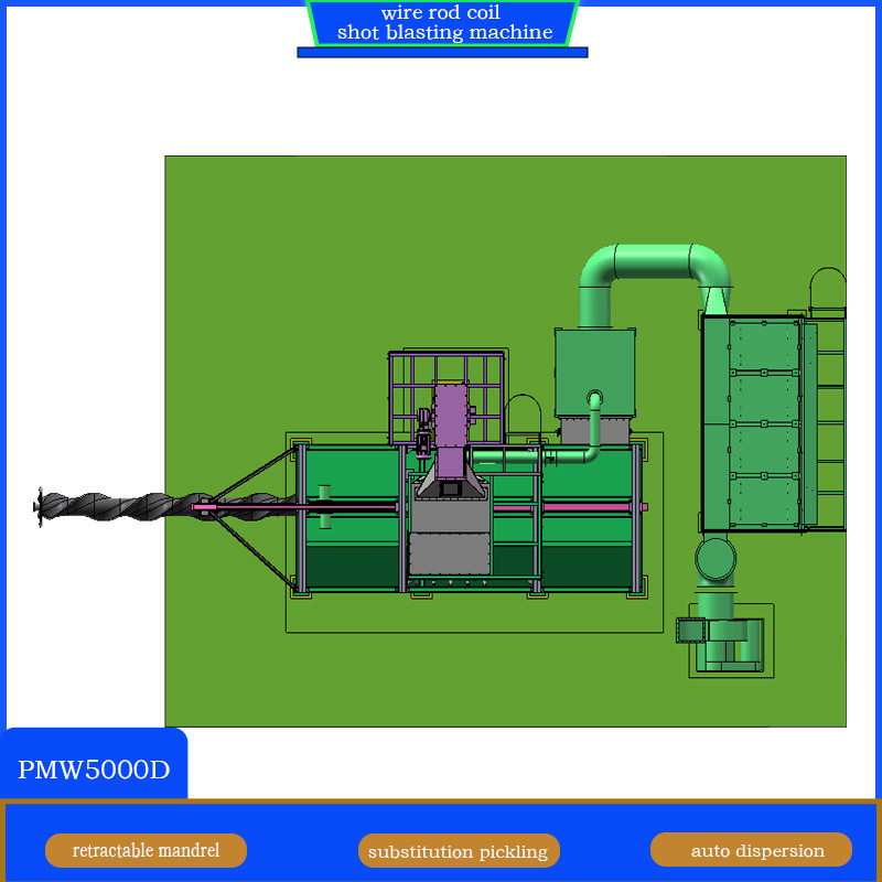 Production 2-4coils Per Hour Wire Rod Coil Shot Blasting Machine with Retractable Mandrel