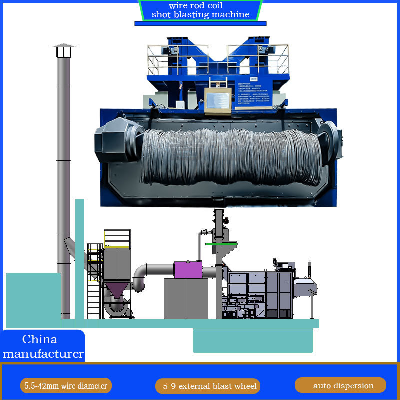 30kw/Set Descaling Wire Rod Coil Shot Blasting Machine for Rust and Corrosion Proof