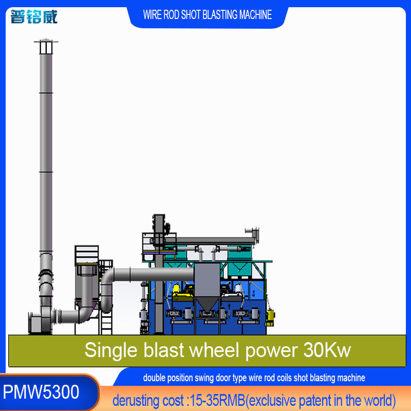 Wire Rod Coil Shot Blasting Machine Dual Swing Door Structure 30kw/Set Impeller Head Power