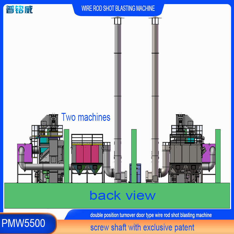 30kw/Set Impeller Head Power Pmw 5500 Wire Rod Shot Blasting Machine 8 Blast Wheels