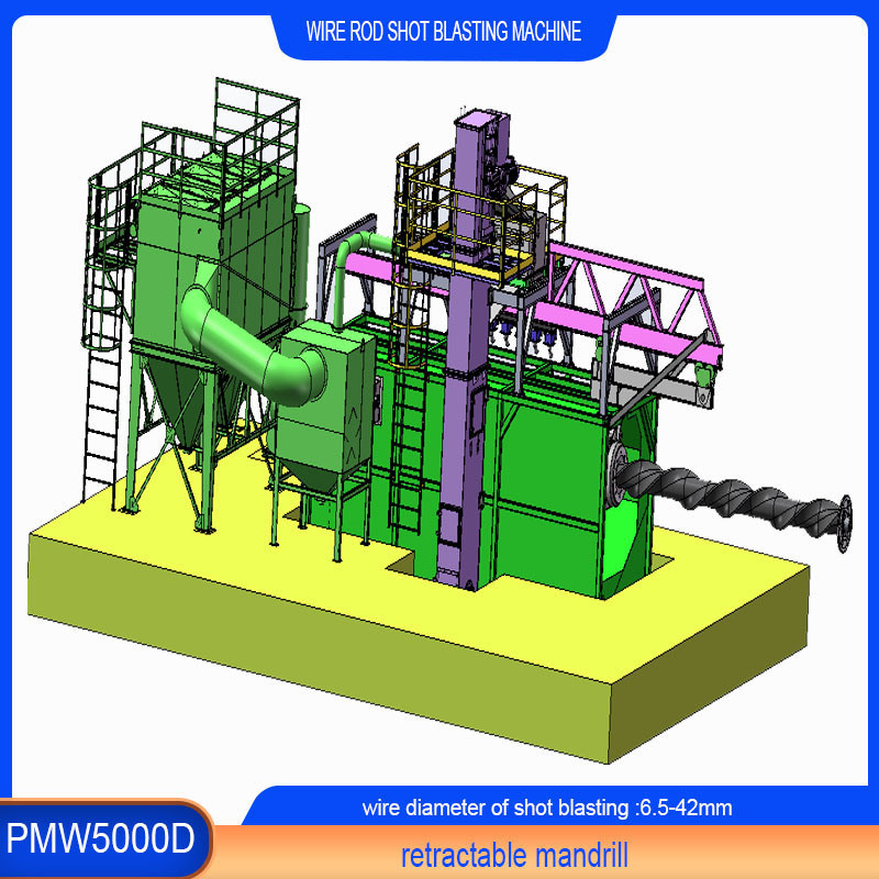 Electric Fuel Wire Rod Coil Shot Blasting Machine with 30kw/Set Impeller Head Power