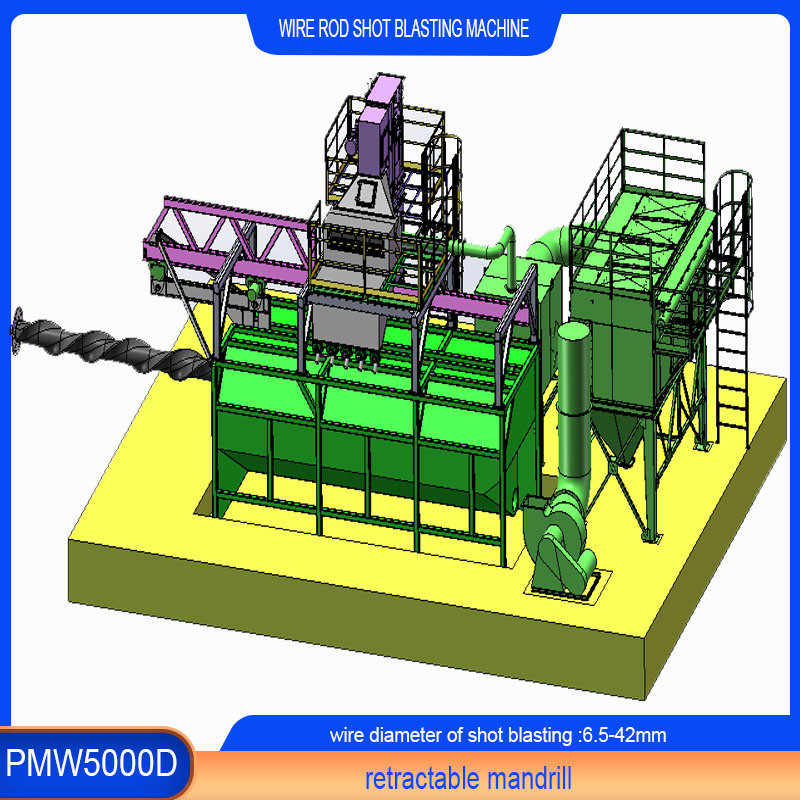 Automatic Retractable Mandril Rod Coil Shot Blasting Machine for Wire Diameter 6.5-42 mm