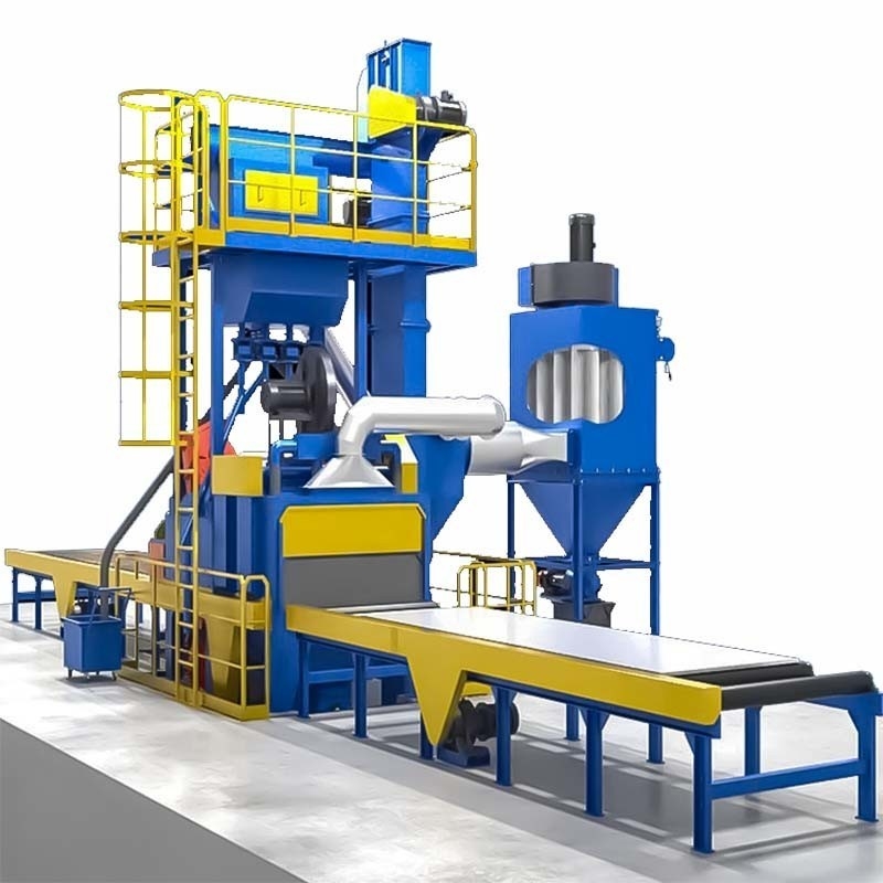 4*11kw Impeller Head Power Crawler Abrator for Metal Sheets in Roller Conveyor Design